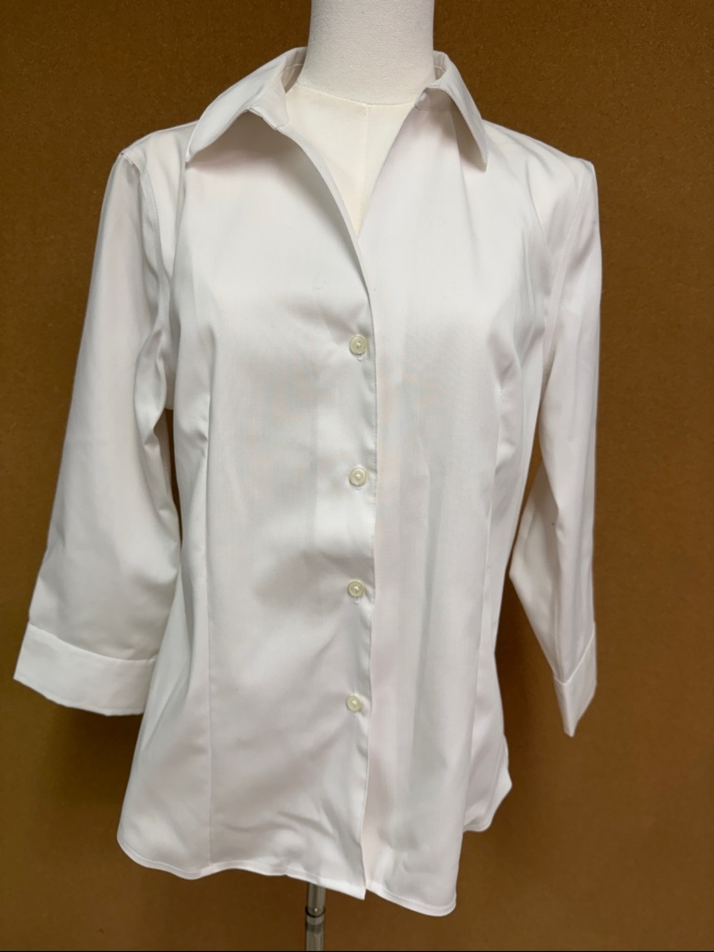 Jones New York White Button-Front Collared Blouse